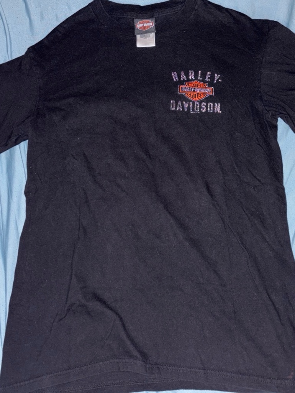 Harley-Davidson Black Short Sleeve Tee with Orange Logo